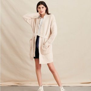 Alex Mill Long Belted Cotton Cardigan in Wheat